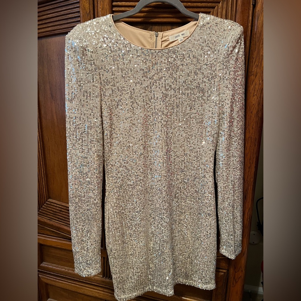 Just Me Long Sleeve Sequin Dress